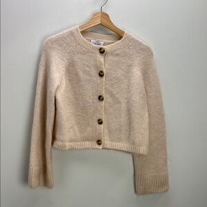 & Other Stories Cream Button-Front Fuzzy Cardigan